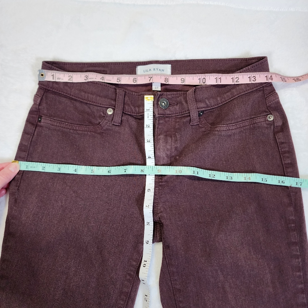 Lila Ryan Burgundy Mid Rise Slim Ankle Jeans Size 27 - Picture 5 of 7